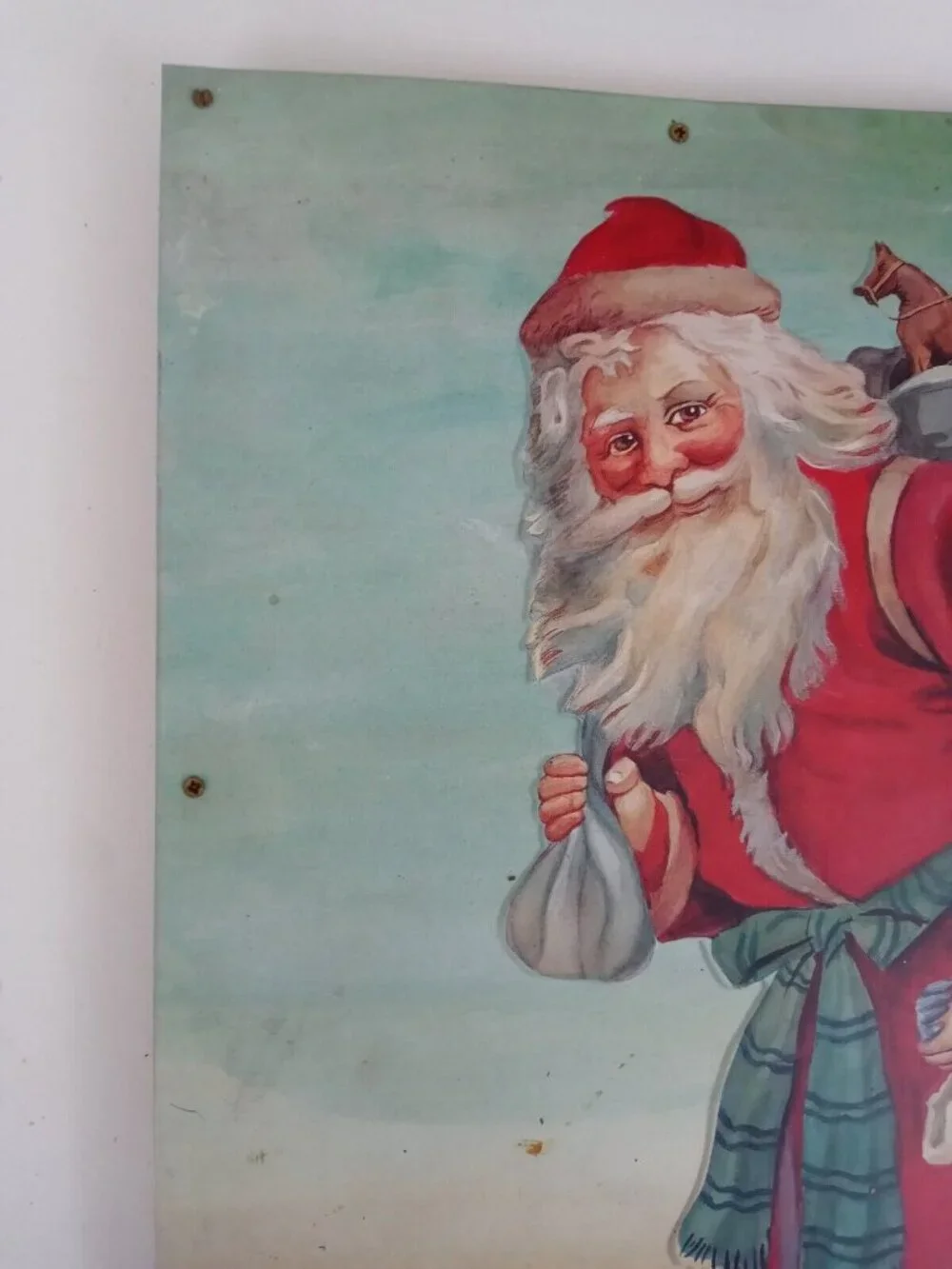 Vintage Tin Christmas Sign St. Nicholas Toy Co 1894 Santa Victorian Reproduction